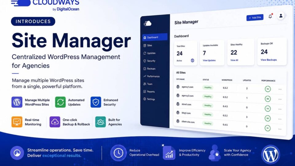 Cloudways Site Manager dashboard for centralized WordPress agency website management